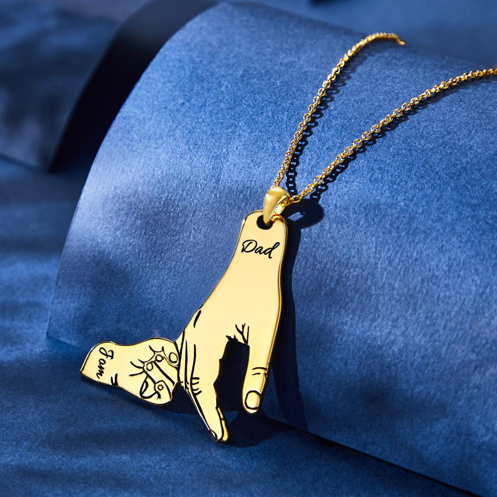 Custom Engraved Necklace Big Hands Small Hands Name Necklace Creative Gift - yournamenecklaceuk