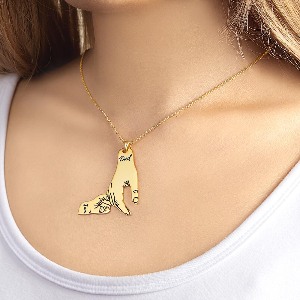 Custom Engraved Necklace Big Hands Small Hands Name Necklace Creative Gift - yournamenecklaceuk