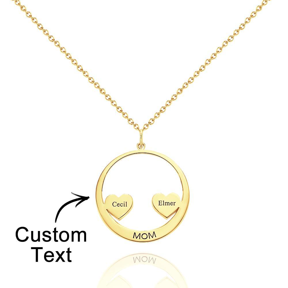 Custom Engraved Necklace Circle Hearts Mom Pendant Necklace Creative Gift - yournamenecklaceuk