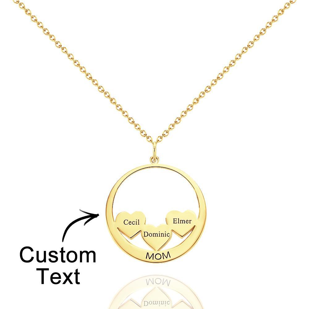 Custom Engraved Necklace Circle Hearts Mom Pendant Necklace Creative Gift - yournamenecklaceuk