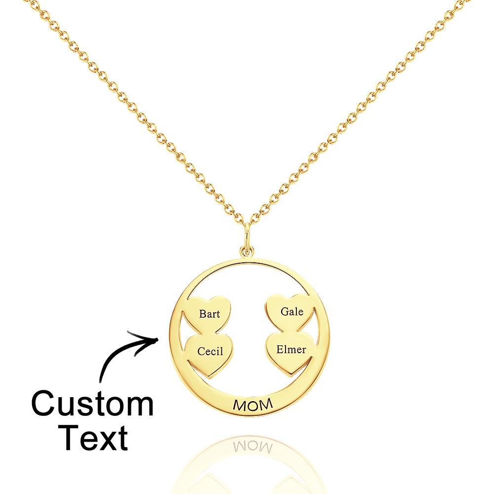 Custom Engraved Necklace Circle Hearts Mom Pendant Necklace Creative Gift - yournamenecklaceuk
