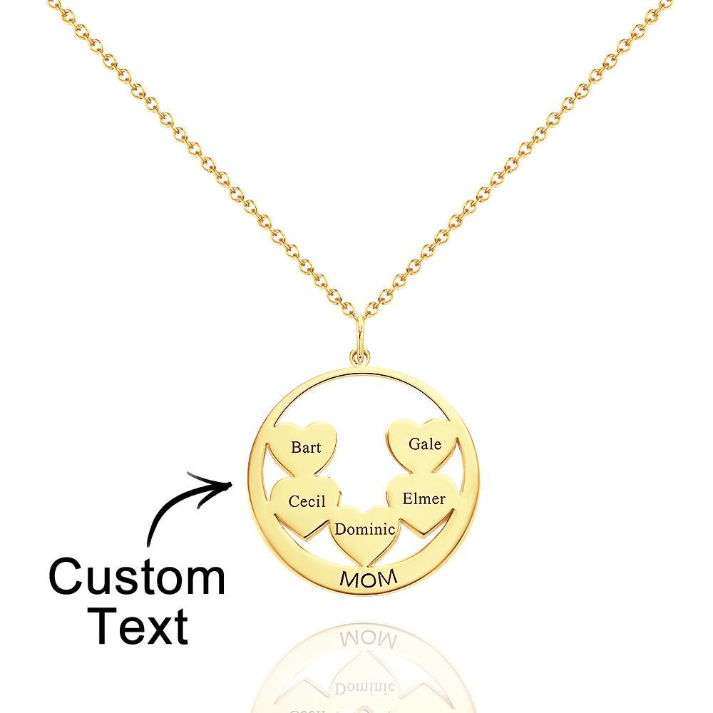 Custom Engraved Necklace Circle Hearts Mom Pendant Necklace Creative Gift - yournamenecklaceuk