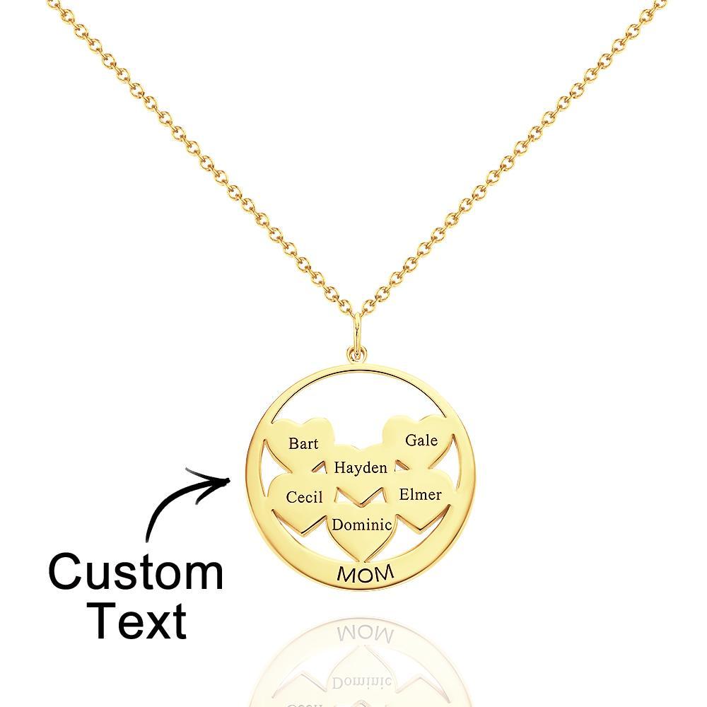 Custom Engraved Necklace Circle Hearts Mom Pendant Necklace Creative Gift - yournamenecklaceuk