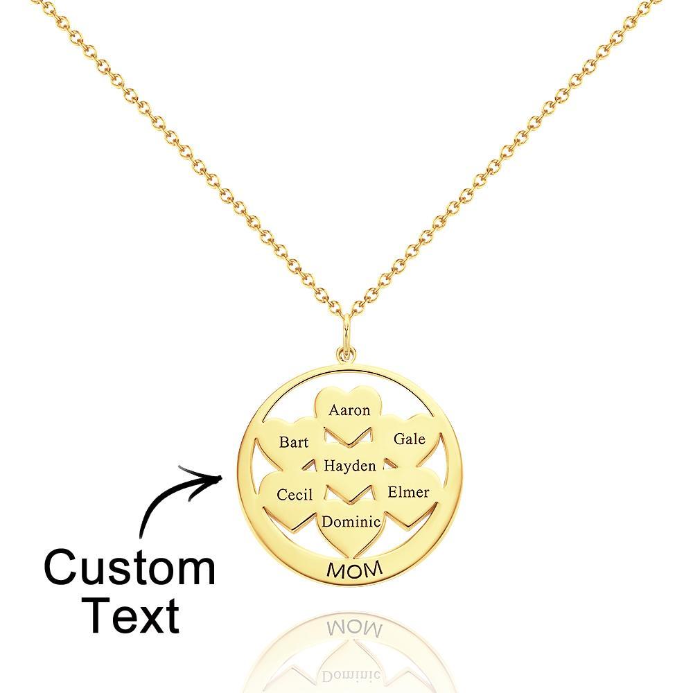 Custom Engraved Necklace Circle Hearts Mom Pendant Necklace Creative Gift - yournamenecklaceuk