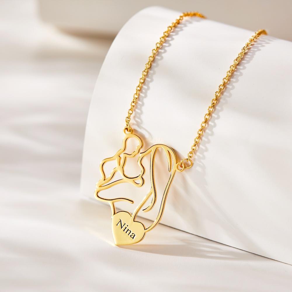 Engraved Mom Baby Necklace Personalized Mommy Necklace Family Jewelry Gifts for Mother - yournamenecklaceuk