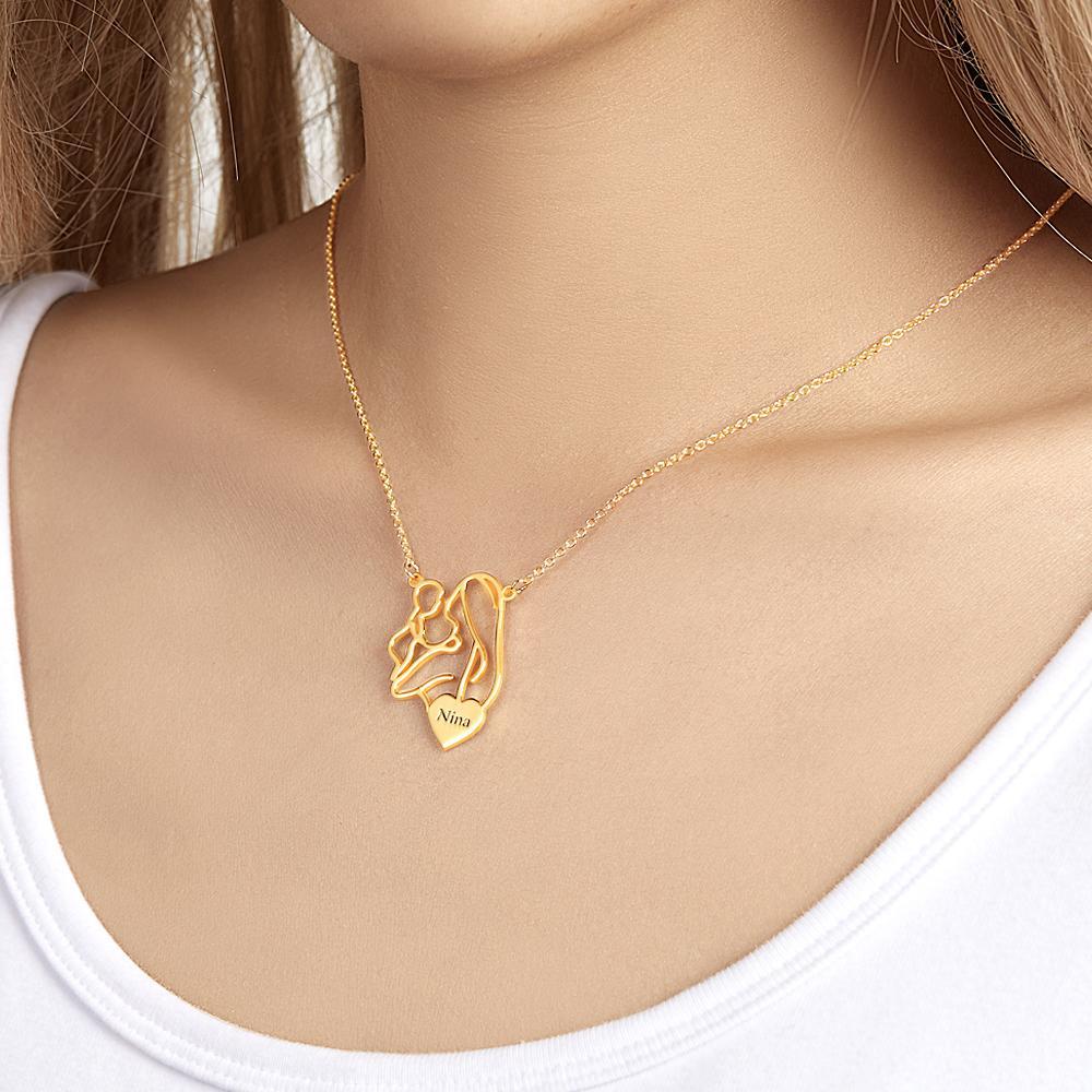 Engraved Mom Baby Necklace Personalized Mommy Necklace Family Jewelry Gifts for Mother - yournamenecklaceuk