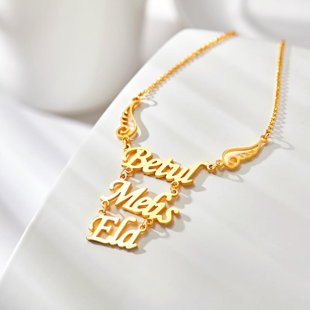 Custom Name Necklace Angel Wings Pendant Necklace Birthday Gift for Women - yournamenecklaceuk