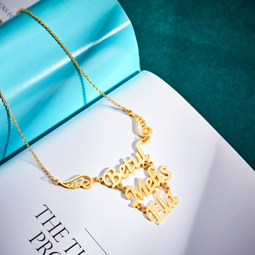 Custom Name Necklace Angel Wings Pendant Necklace Birthday Gift for Women - yournamenecklaceuk