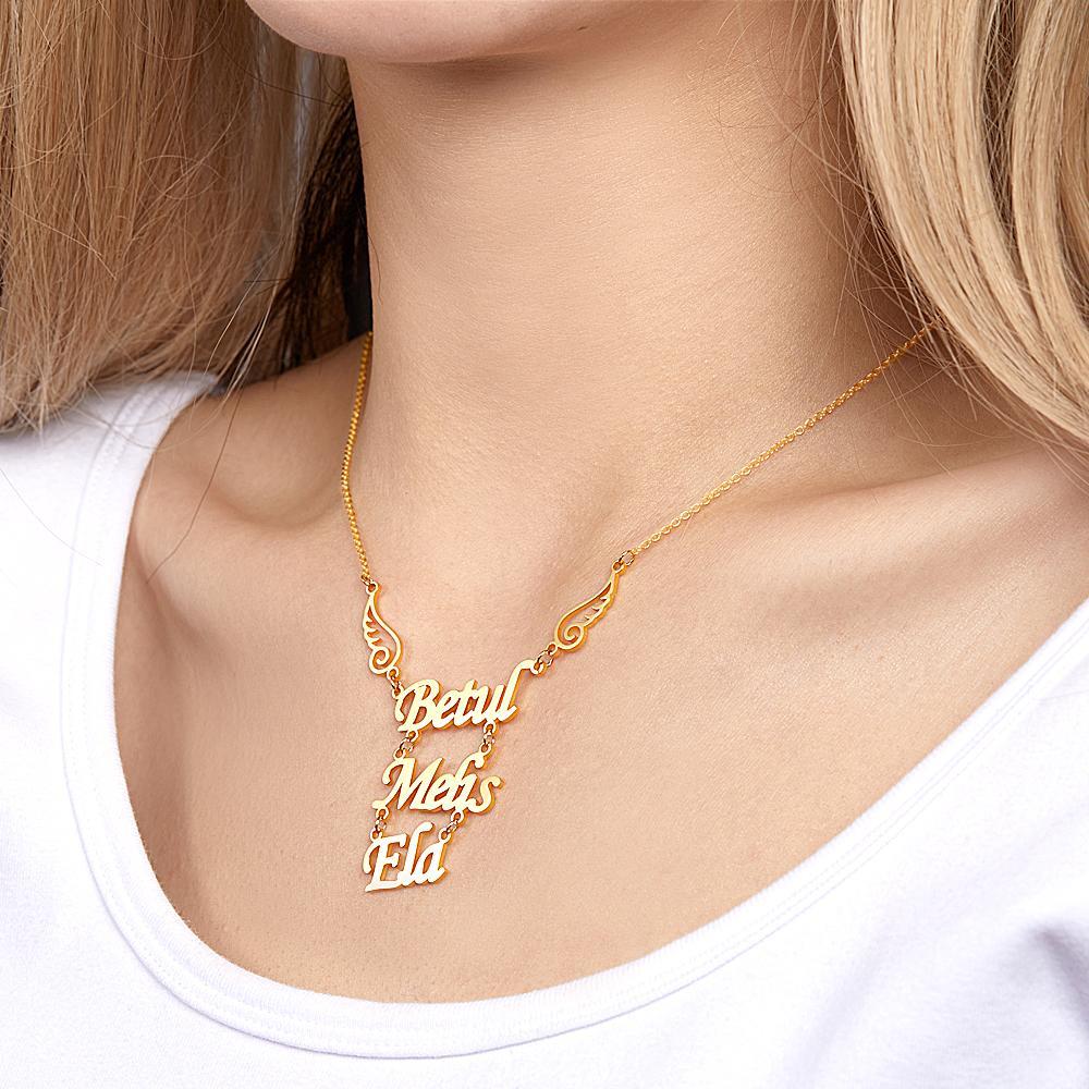 Custom Name Necklace Angel Wings Pendant Necklace Birthday Gift for Women - yournamenecklaceuk