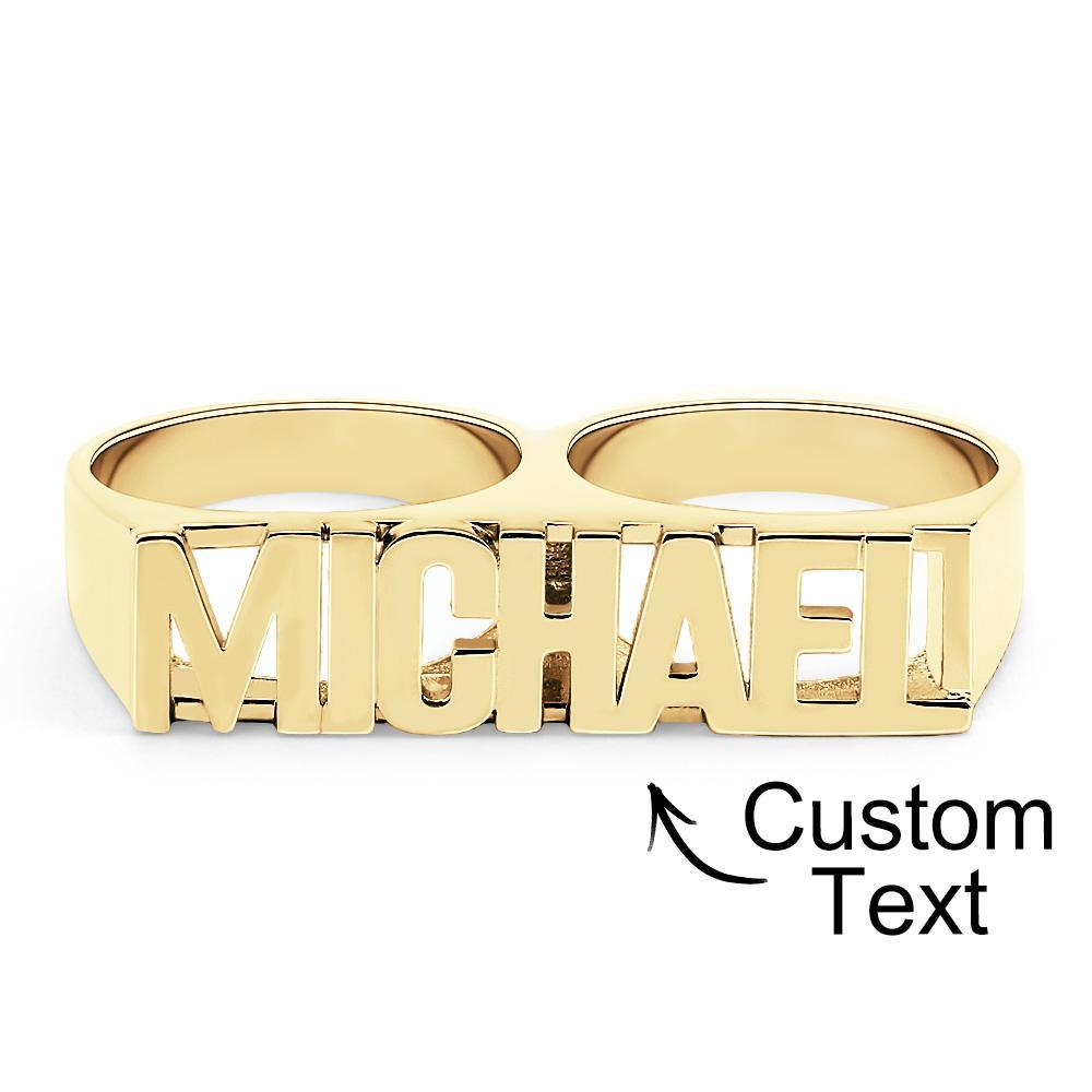 Custom Two Finger Name Ring Personalized Men's Double Band Ring - yournamenecklaceuk