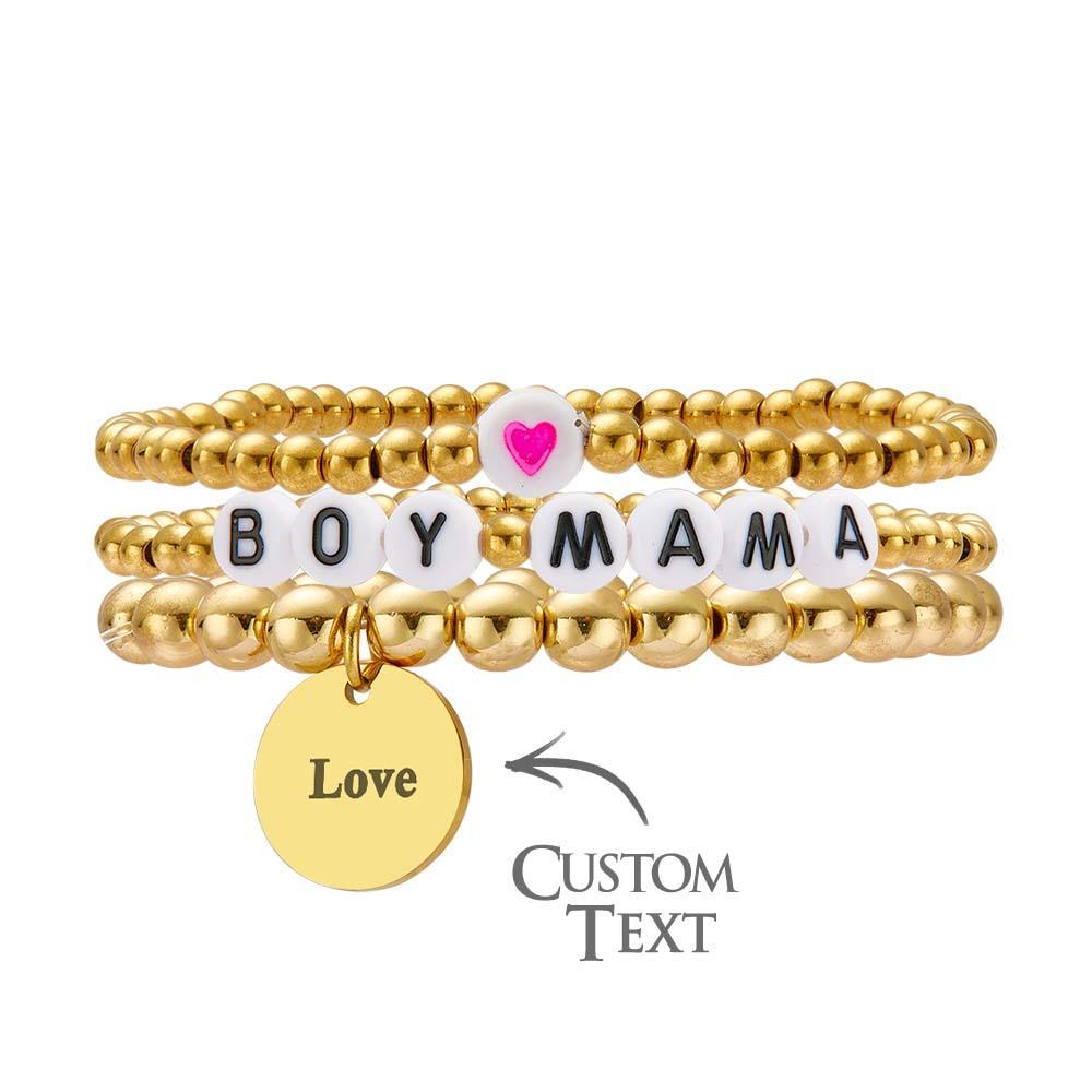 Custom Name Bead Bracelet Heart Stack Bohemia Style Gift for Her - yournamenecklaceuk