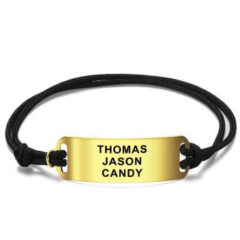 Men's Leather Bracelet Custom Men's Bracelet Engraved Bent card Bracelet Gift for Men -Rose Gold