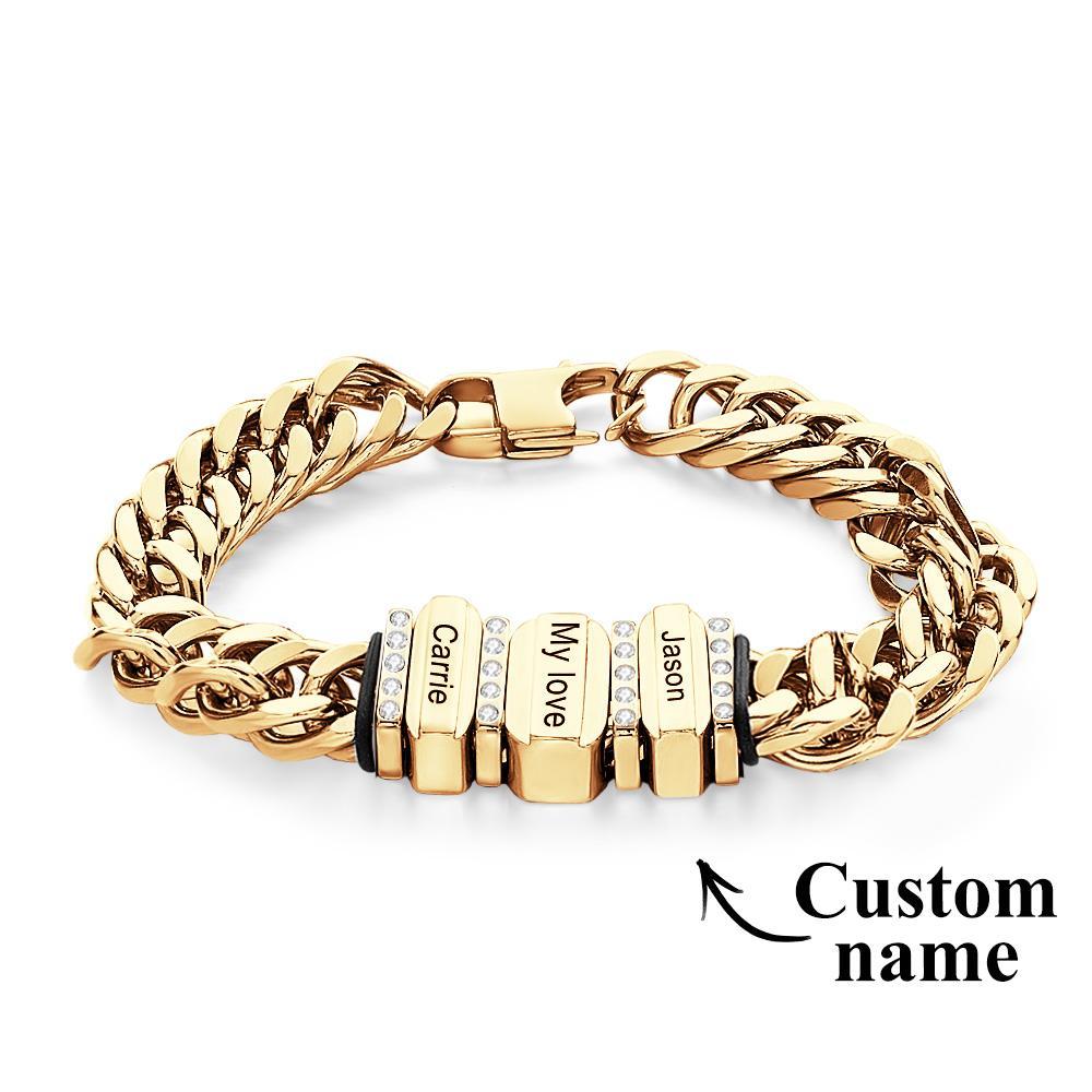 Snake Shaped Chains with Custom Diamond Family Beads Customized with Family Name Giving a Special Gift for Couple - yournamenecklaceuk