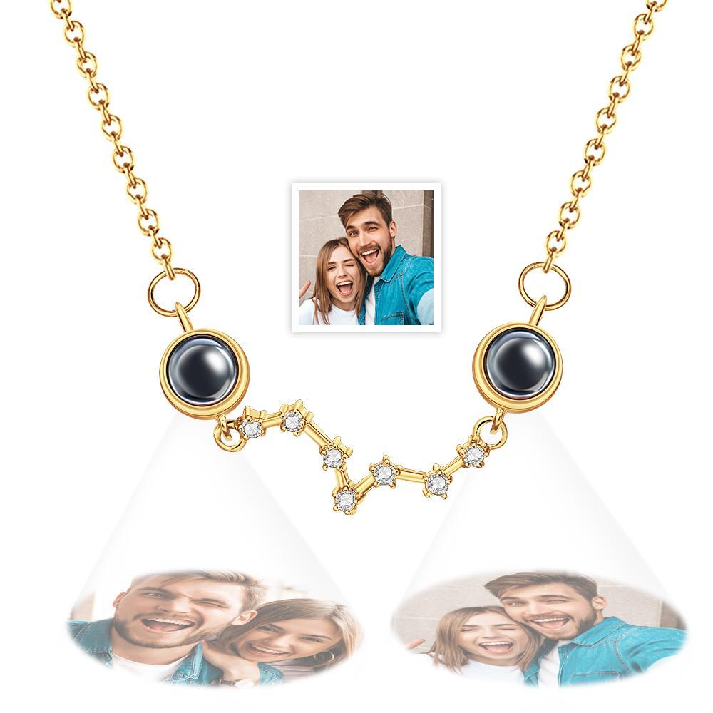 Custom Double Projection Photo Necklace Big Dipper Gifts for Girlfriend - yournamenecklaceuk