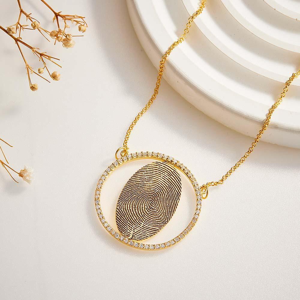 Custom Fingerprint Necklace 18k Gold Plated Personalized Fingerprint Jewelry Memorial Gifts - yournamenecklaceuk
