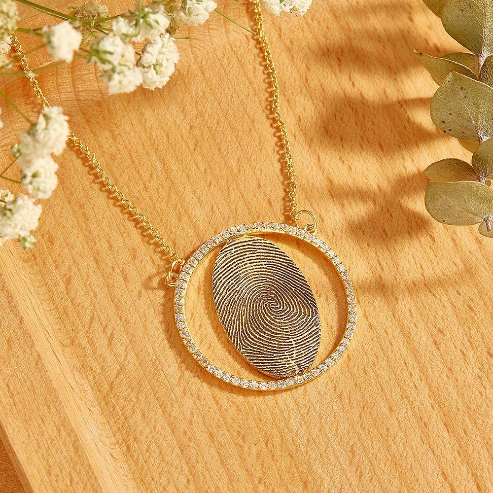 Custom Fingerprint Necklace 18k Gold Plated Personalized Fingerprint Jewelry Memorial Gifts - yournamenecklaceuk