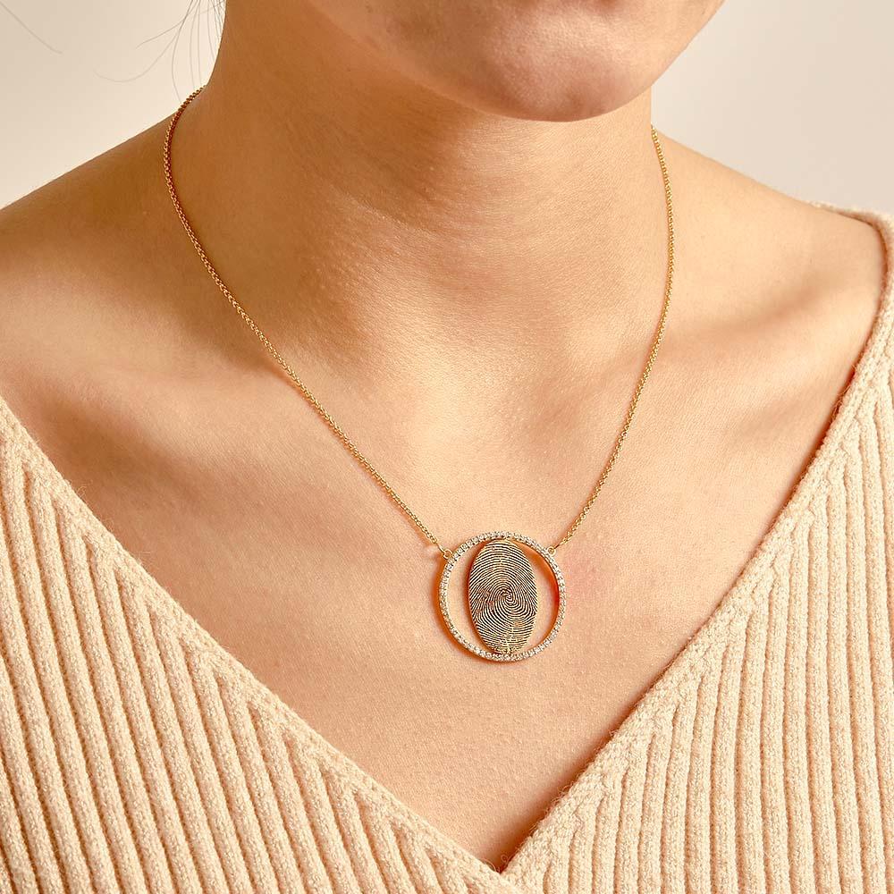 Custom Fingerprint Necklace 18k Gold Plated Personalized Fingerprint Jewelry Memorial Gifts - yournamenecklaceuk