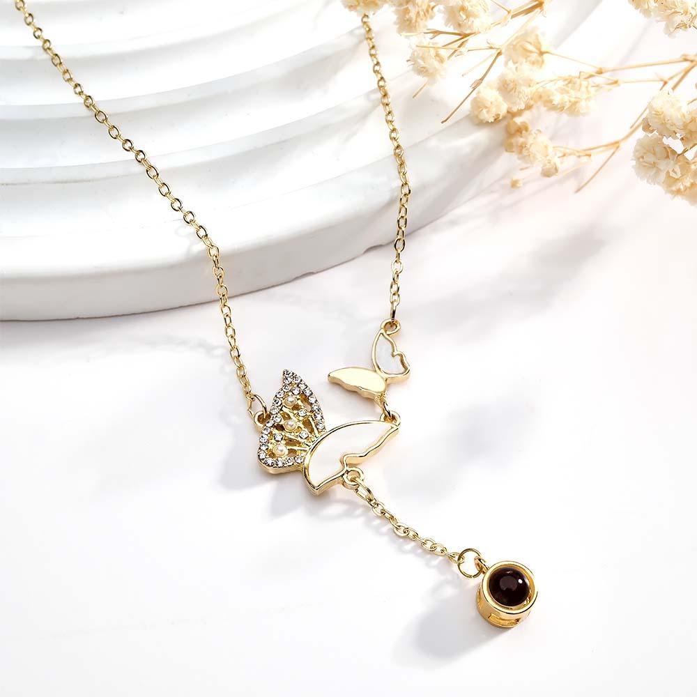 Custom Butterfly Projection Necklace Exquisite Romantic Gift for Her - yournamenecklaceuk