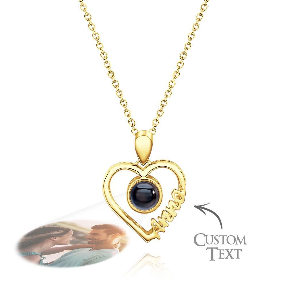 Custom Name Projection Necklace Heart Gift for Her - yournamenecklaceuk