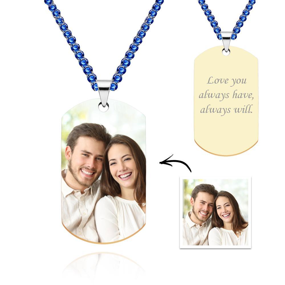 Men's Photo Tag Necklace With Engraving Tennis Chain Gifts For Him - yournamenecklaceuk