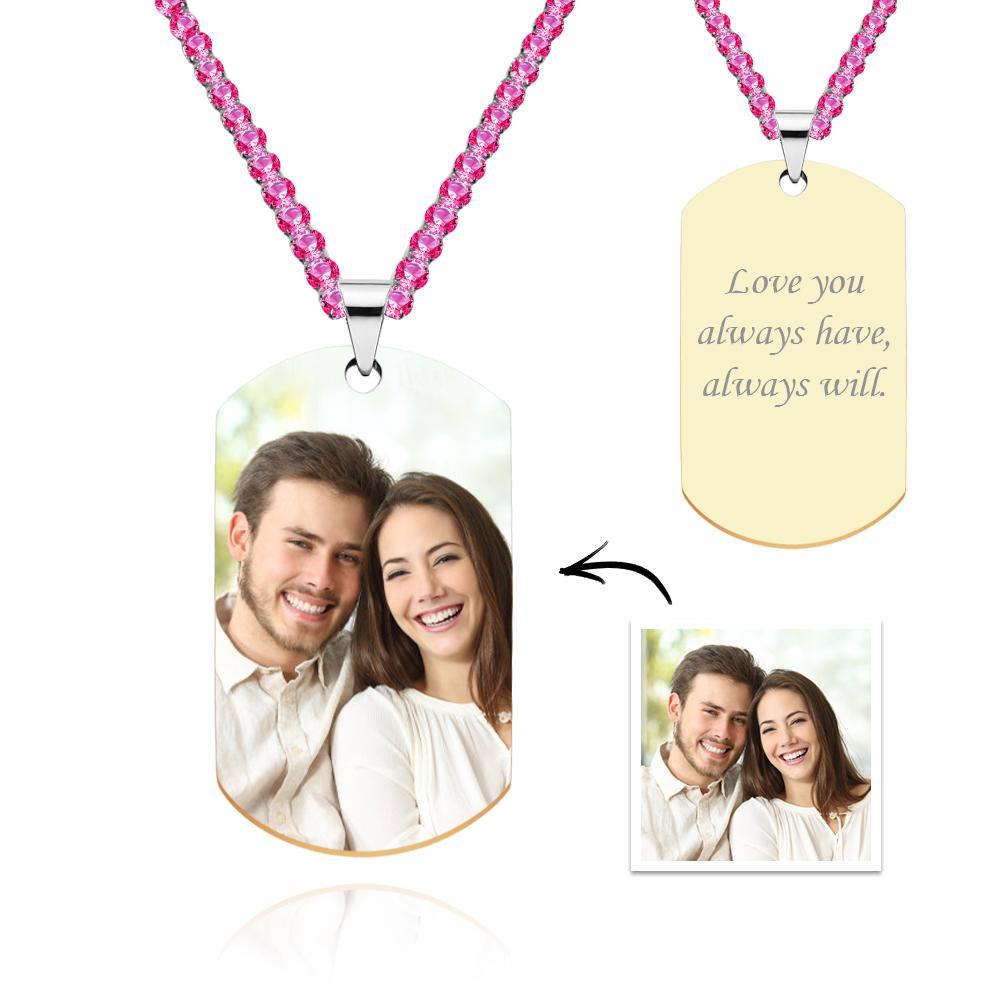 Men's Photo Tag Necklace With Engraving Tennis Chain Gifts For Him - yournamenecklaceuk