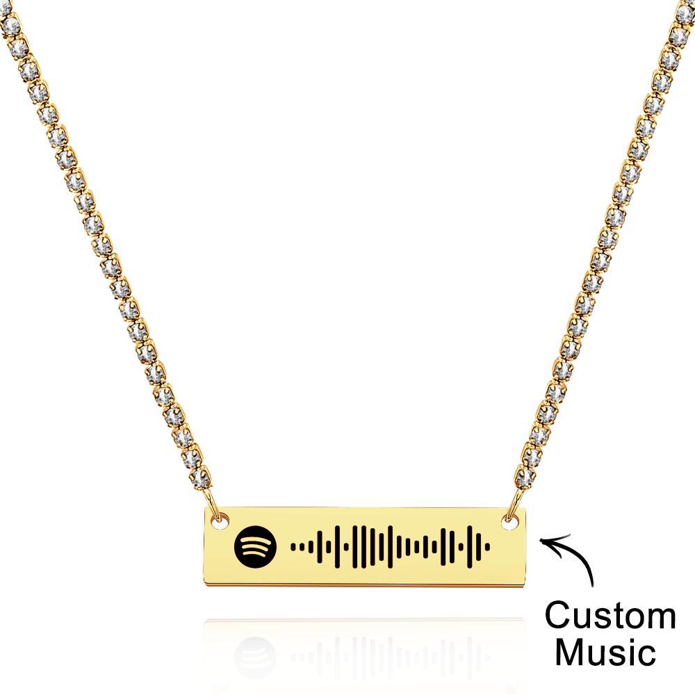 Scannable Spotify Code Bar Necklace Tennis Chain Fashion Gift - yournamenecklaceuk
