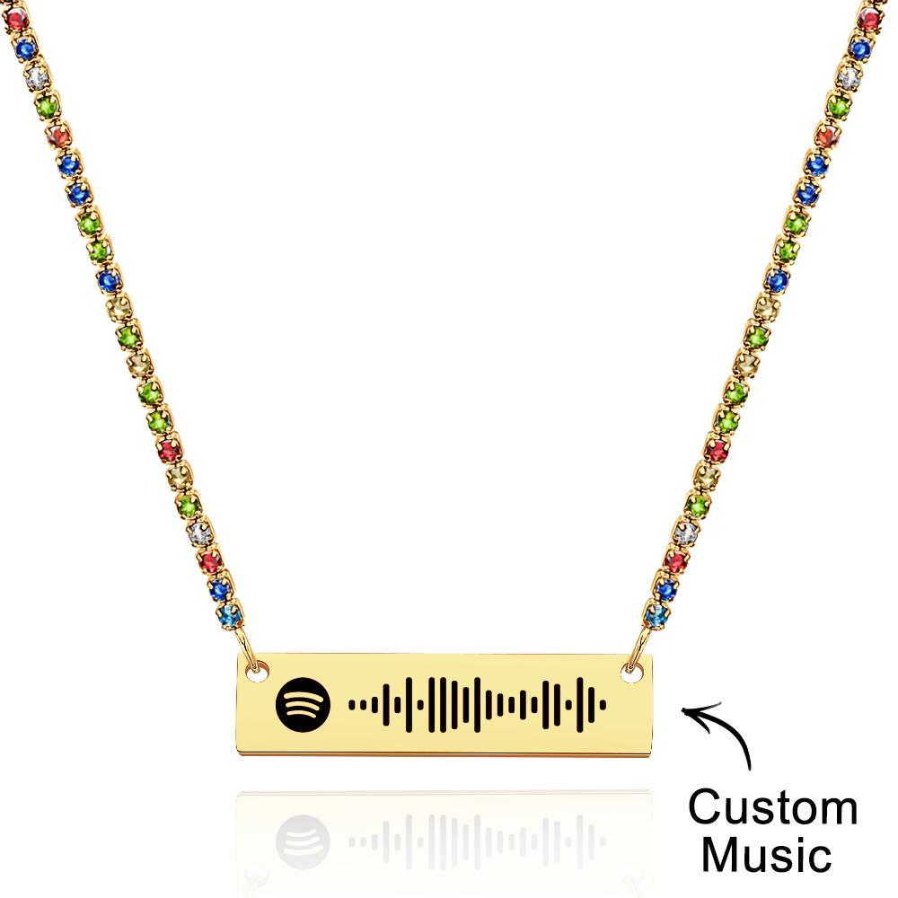 Scannable Spotify Code Bar Necklace Tennis Chain Fashion Gift - yournamenecklaceuk