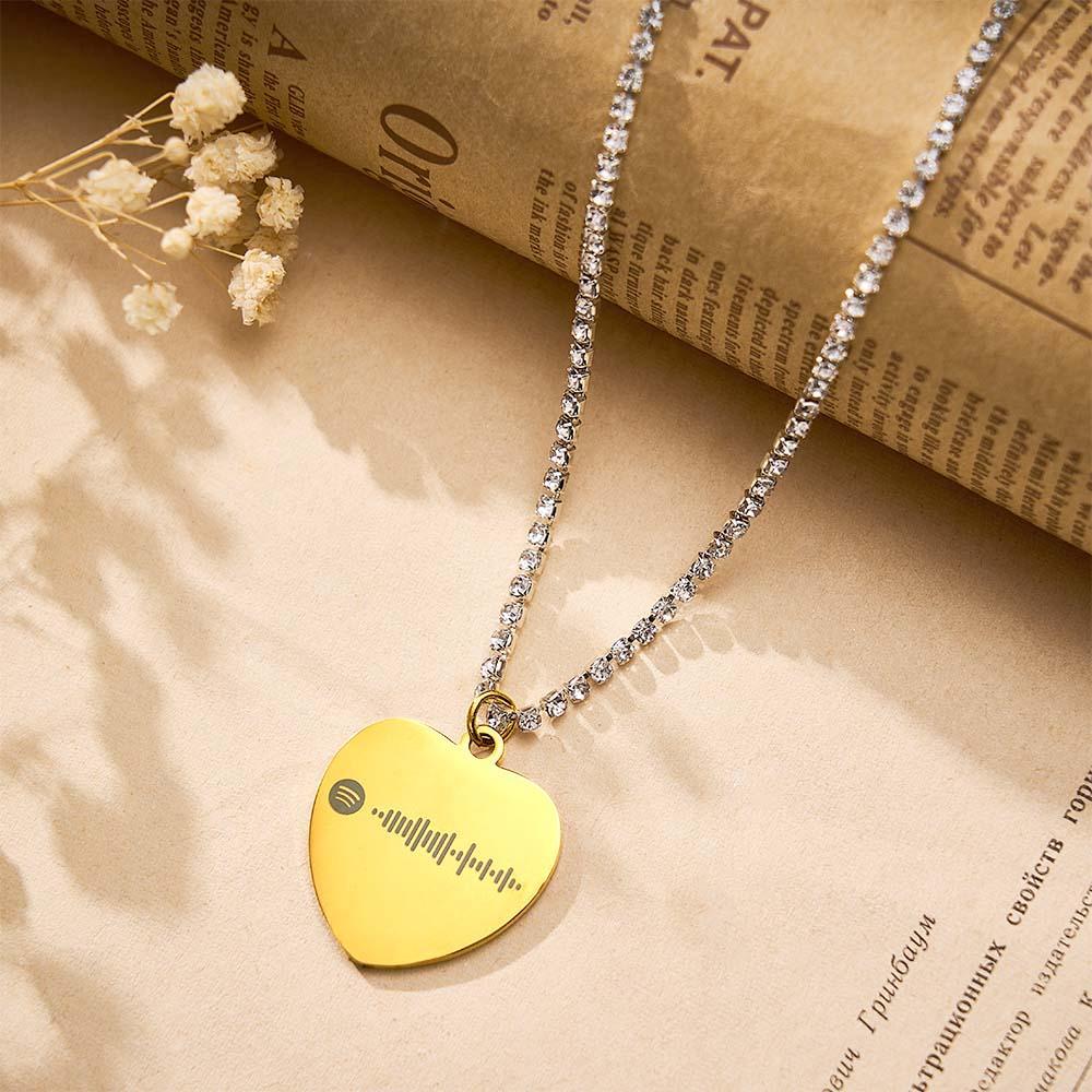 Custom Spotify Code Necklace Tennis Chain Engraved Necklace Gifts For Couple's - yournamenecklaceuk