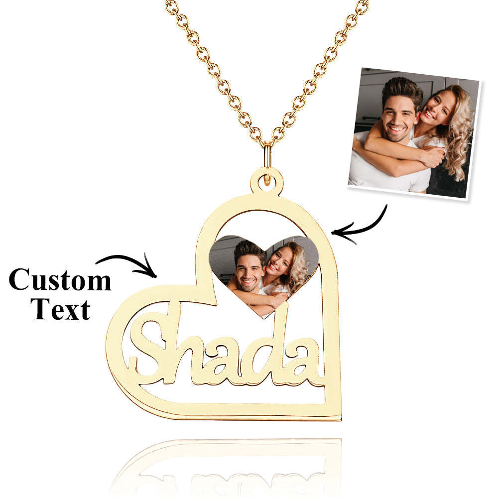Personalized Heart-shaped Name Photo Necklace - yournamenecklaceuk