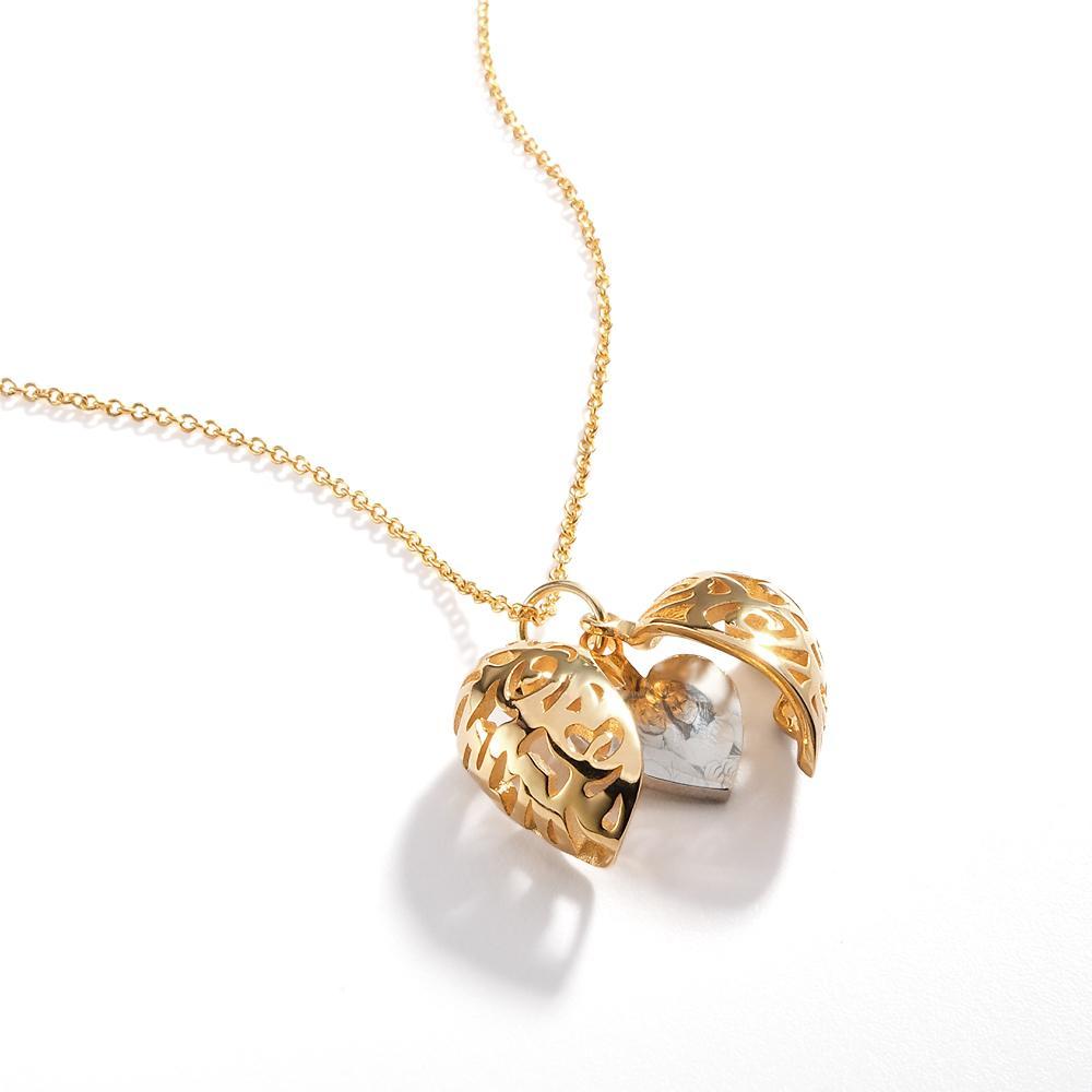 Love Heart Locket Photo Necklace Engraved Photo Necklace with Totem Memorial Jewelry Heart Keepsake Gift for Family Mom Friends - yournamenecklaceuk