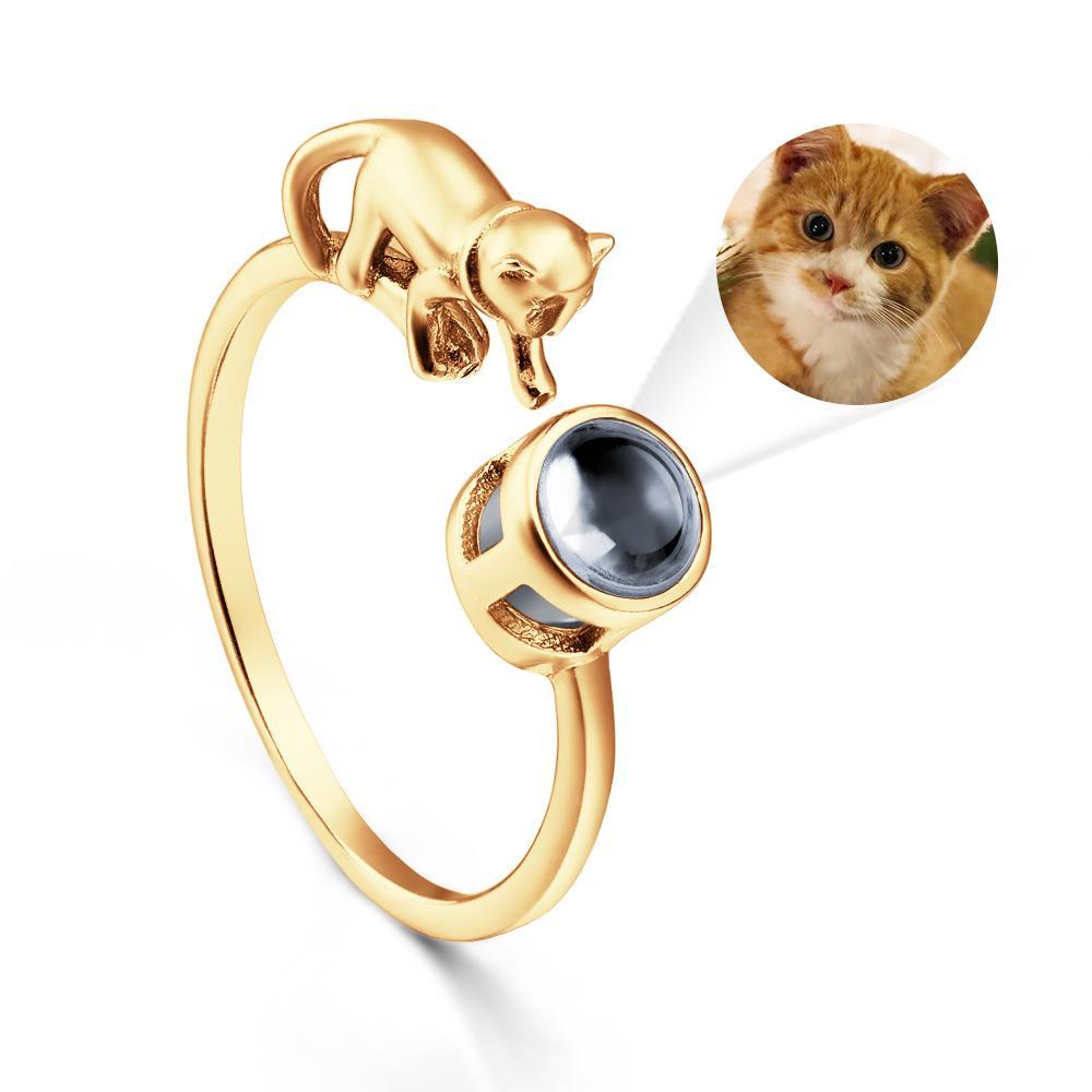 Custom Cat Photo Projection Ring Funny Pet Gift - yournamenecklaceuk