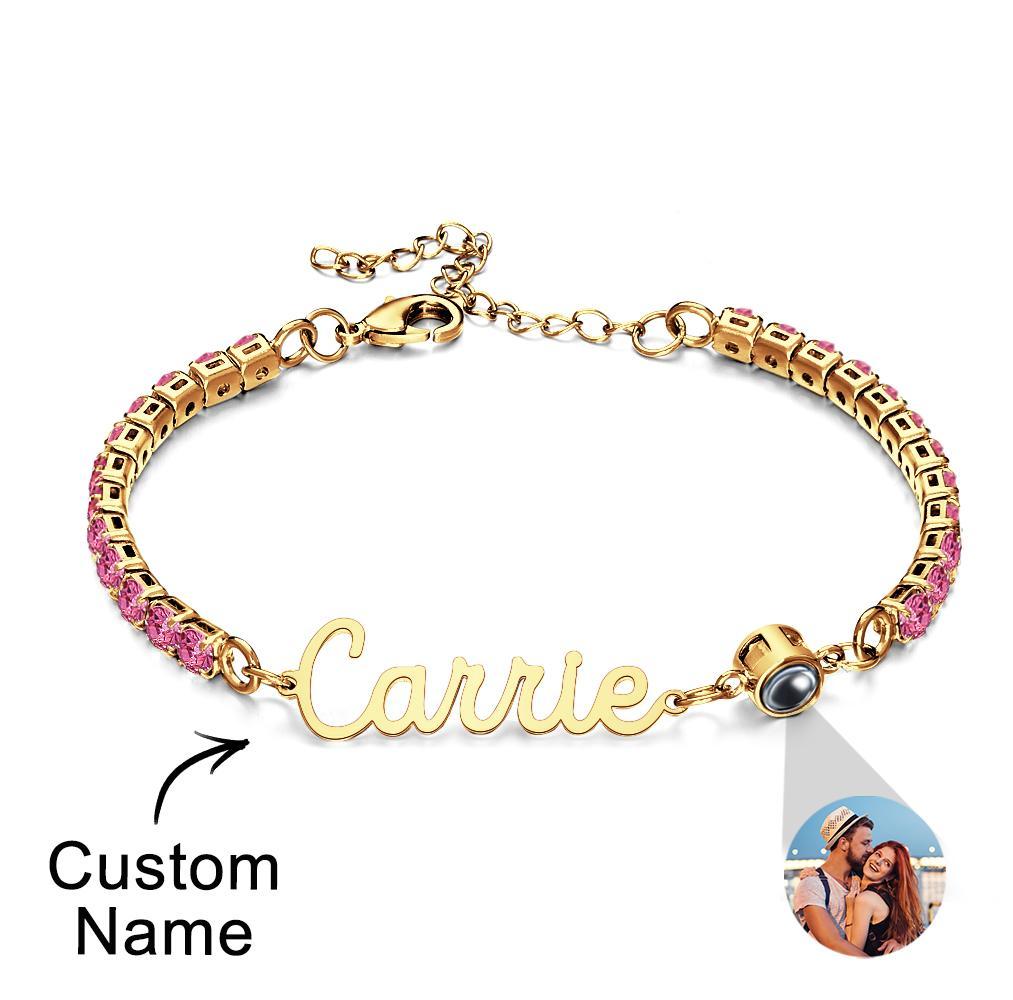 Custom Name Tennis Bracelets Projection Unique Gifts for Girl - yournamenecklaceuk
