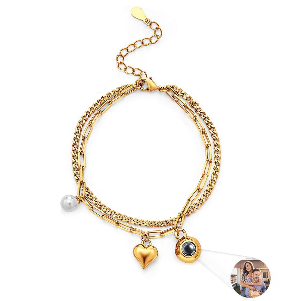 Custom Photo Projection Bracelet Heart Perfect Gift for Her - yournamenecklaceuk