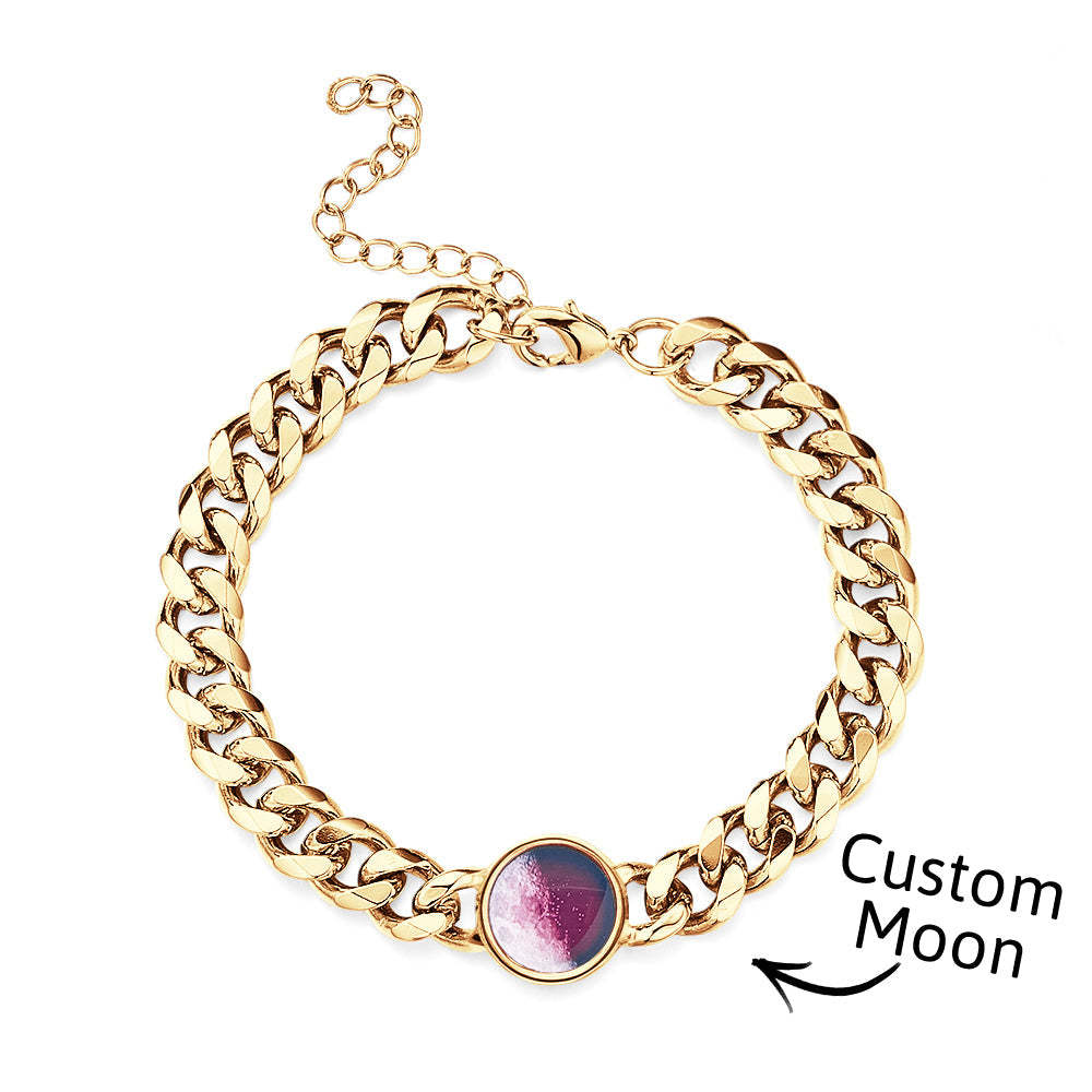 Custom Moon Phase Bracelet Personalized Jewelry Engraved Anniversary Moon Gift For Her/Him - yournamenecklaceuk