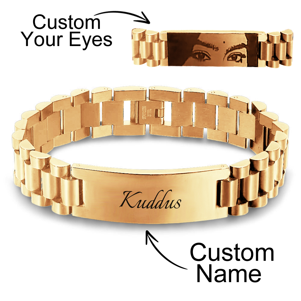 Custom Eyes Engravable Bracelet -  NameNecklaceUK