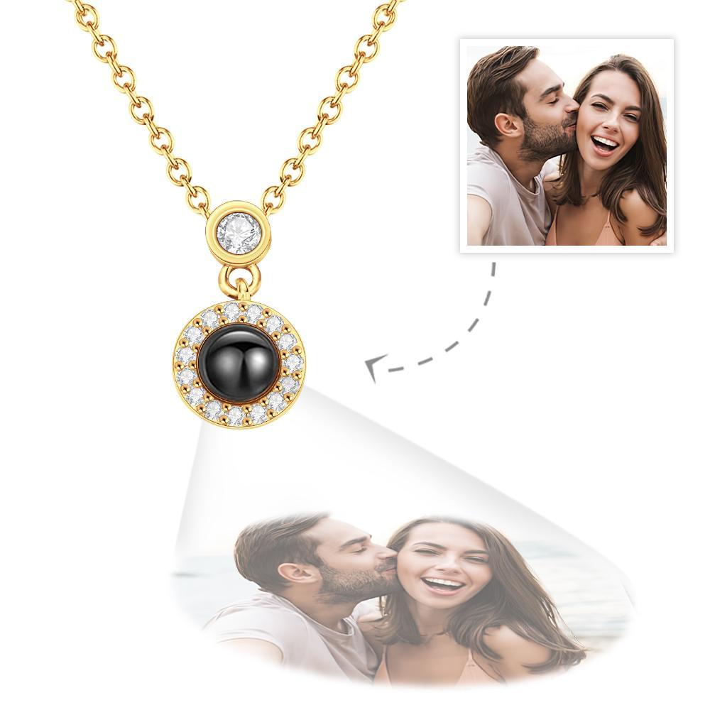 Custom Photo Projection Necklace Petite Halo Photo Necklace Gift for Women - yournamenecklaceuk