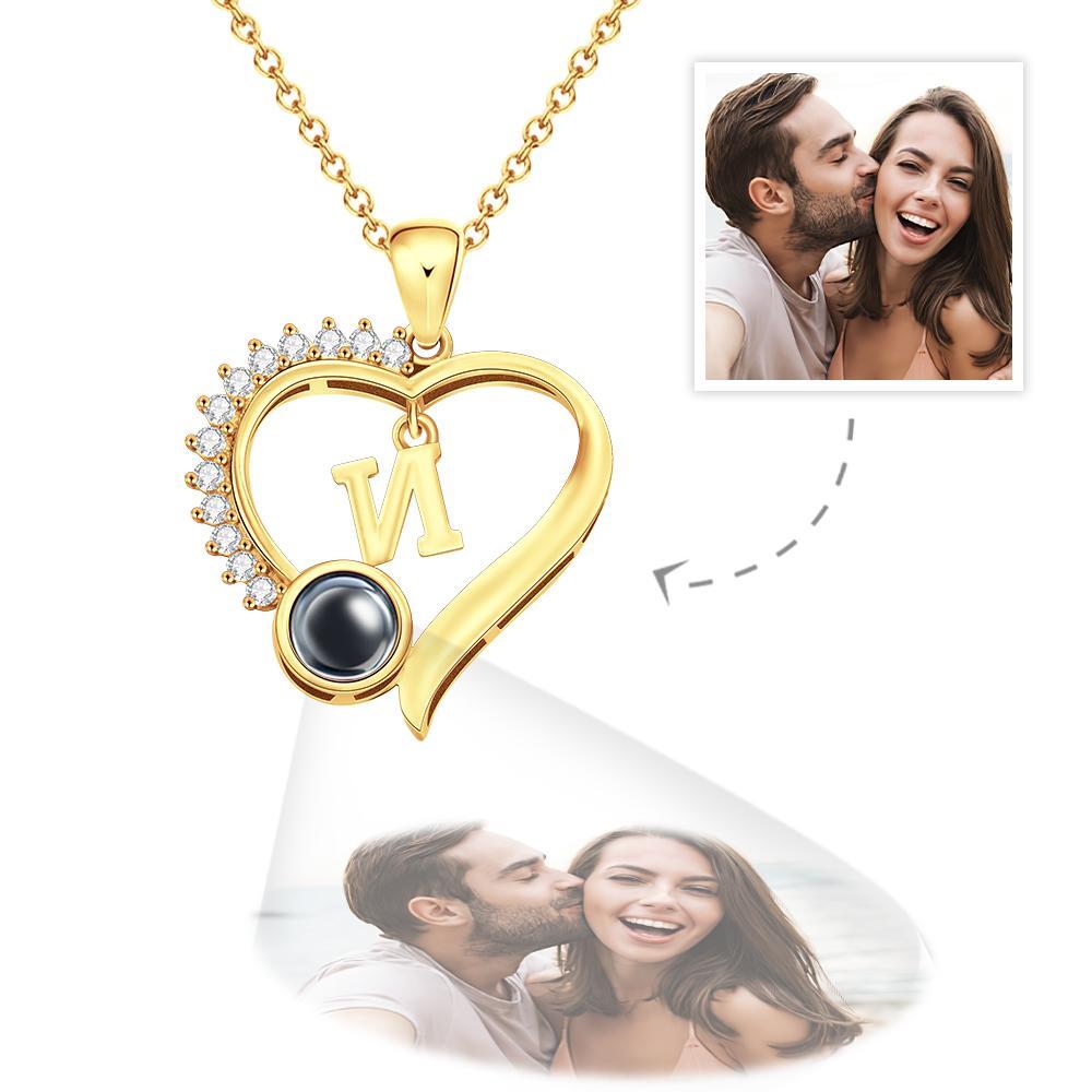 Custom Projection Necklace Custom Letter Heart-shaped Design Gifts - yournamenecklaceuk