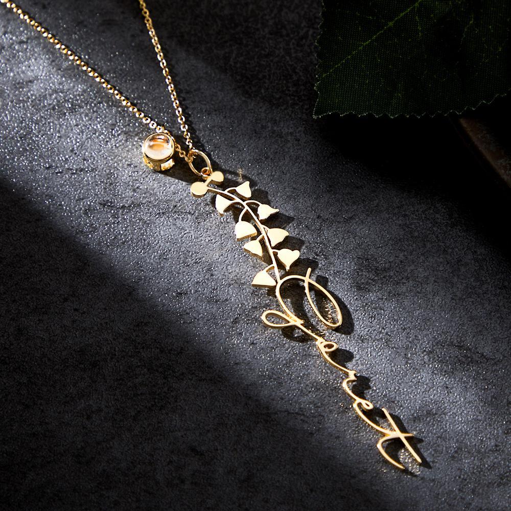 Custom Birth Flower Photo Projection Name Necklace Creative Gift for Women - yournamenecklaceuk