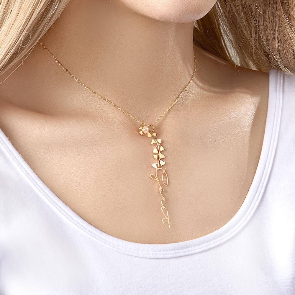 Custom Birth Flower Photo Projection Name Necklace Creative Gift for Women - yournamenecklaceuk