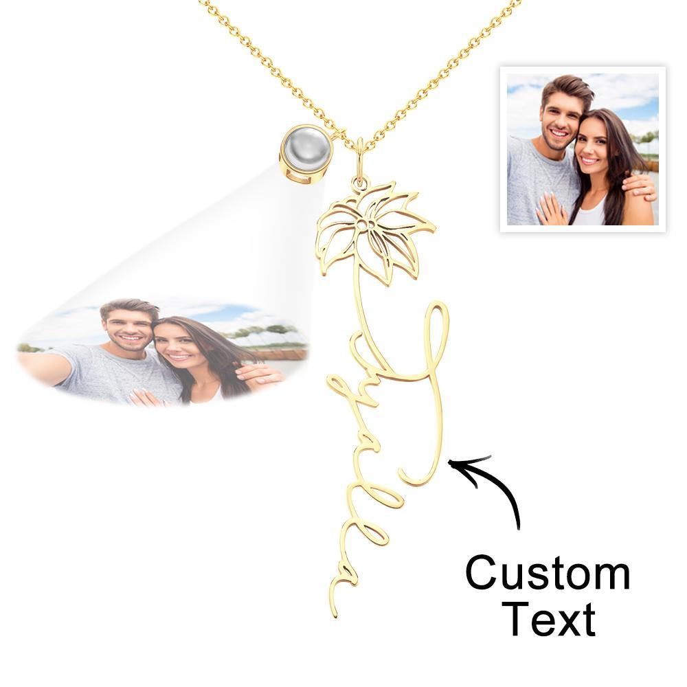 Custom Birth Flower Photo Projection Name Necklace Creative Gift for Women - yournamenecklaceuk