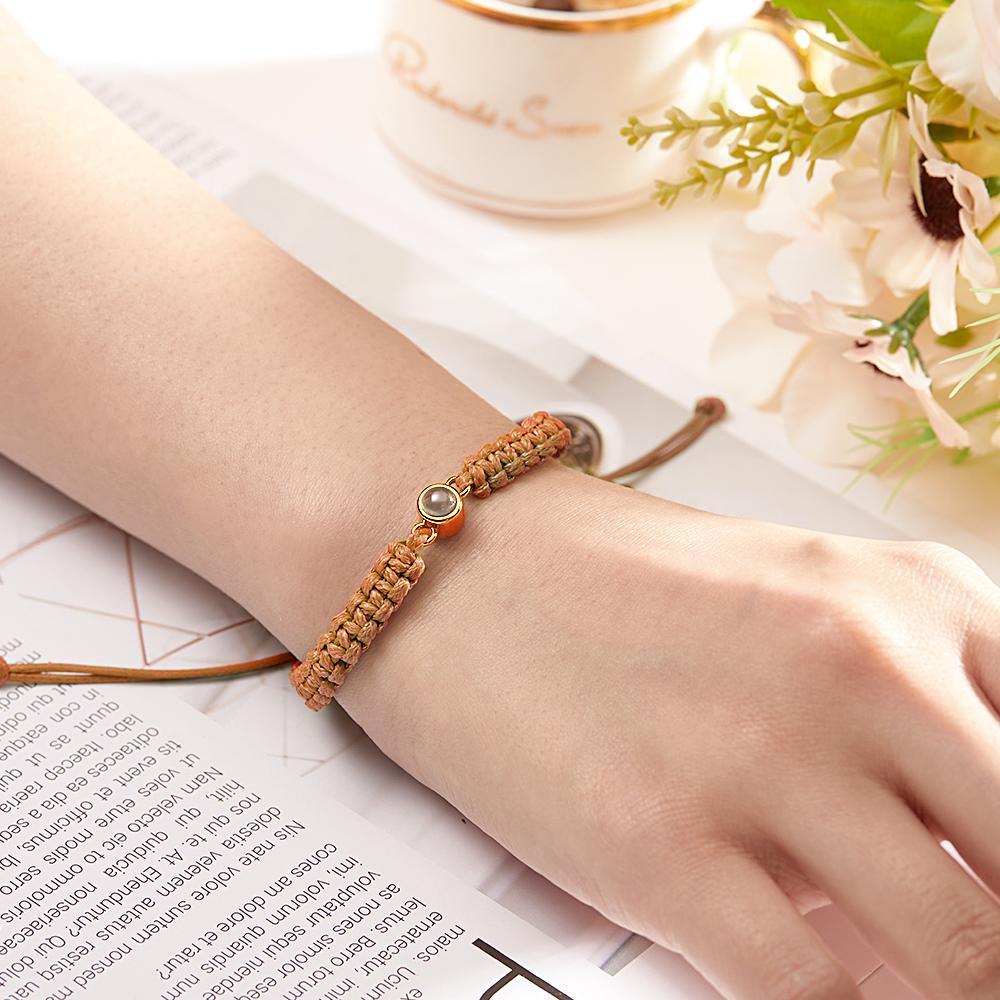 Personalized Braided Photo Projection Bracelet Fishtail Rope Men's Bracelet Hand Braided Bracelet Father's Day Gift for Men - yournamenecklaceuk