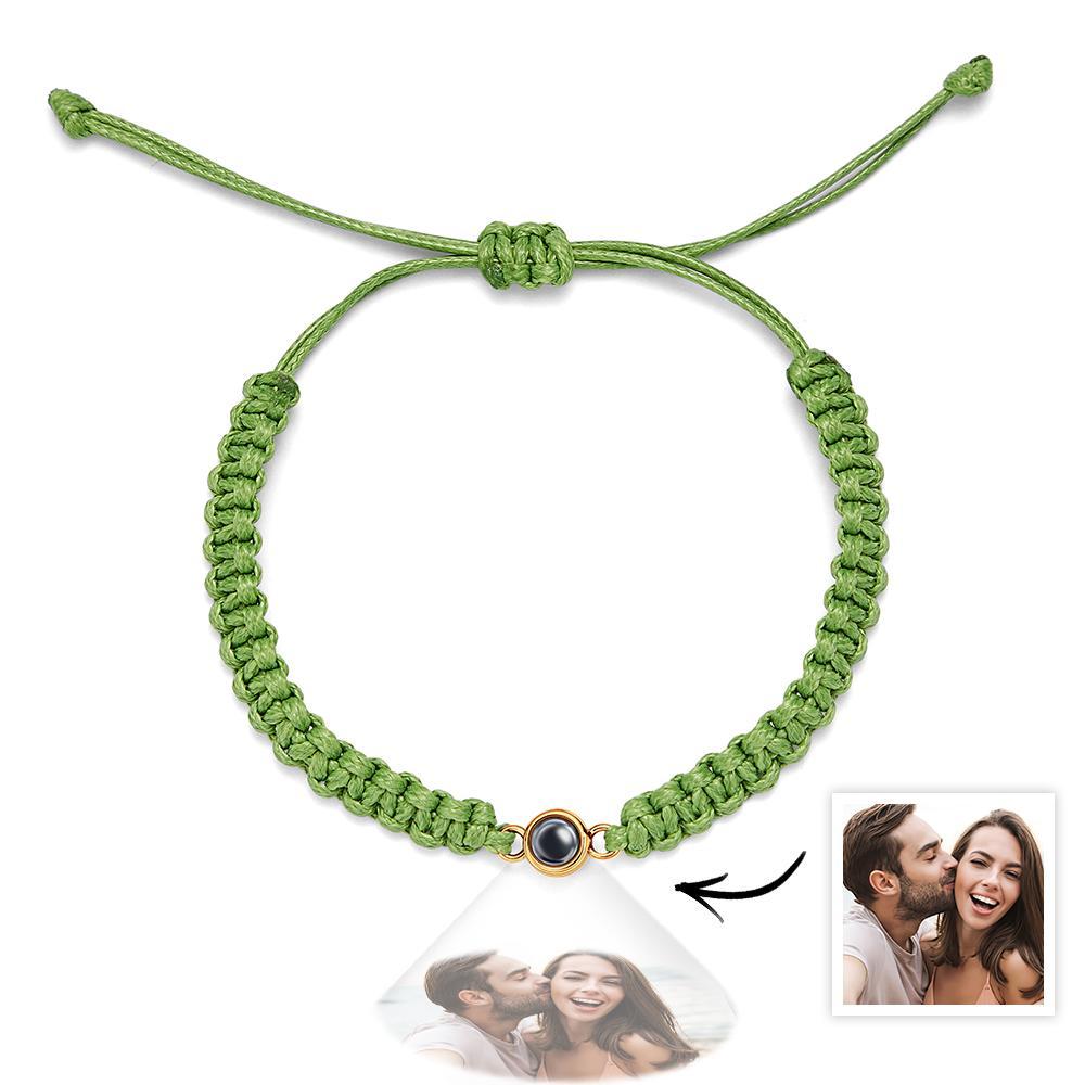 Personalized Braided Photo Projection Bracelet Fishtail Rope Men's Bracelet Hand Braided Bracelet Father's Day Gift for Men - yournamenecklaceuk