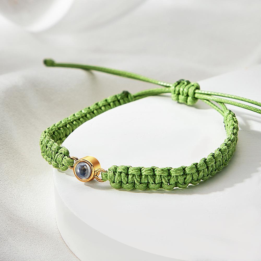 Personalized Braided Photo Projection Bracelet Fishtail Rope Men's Bracelet Hand Braided Bracelet Father's Day Gift for Men - yournamenecklaceuk