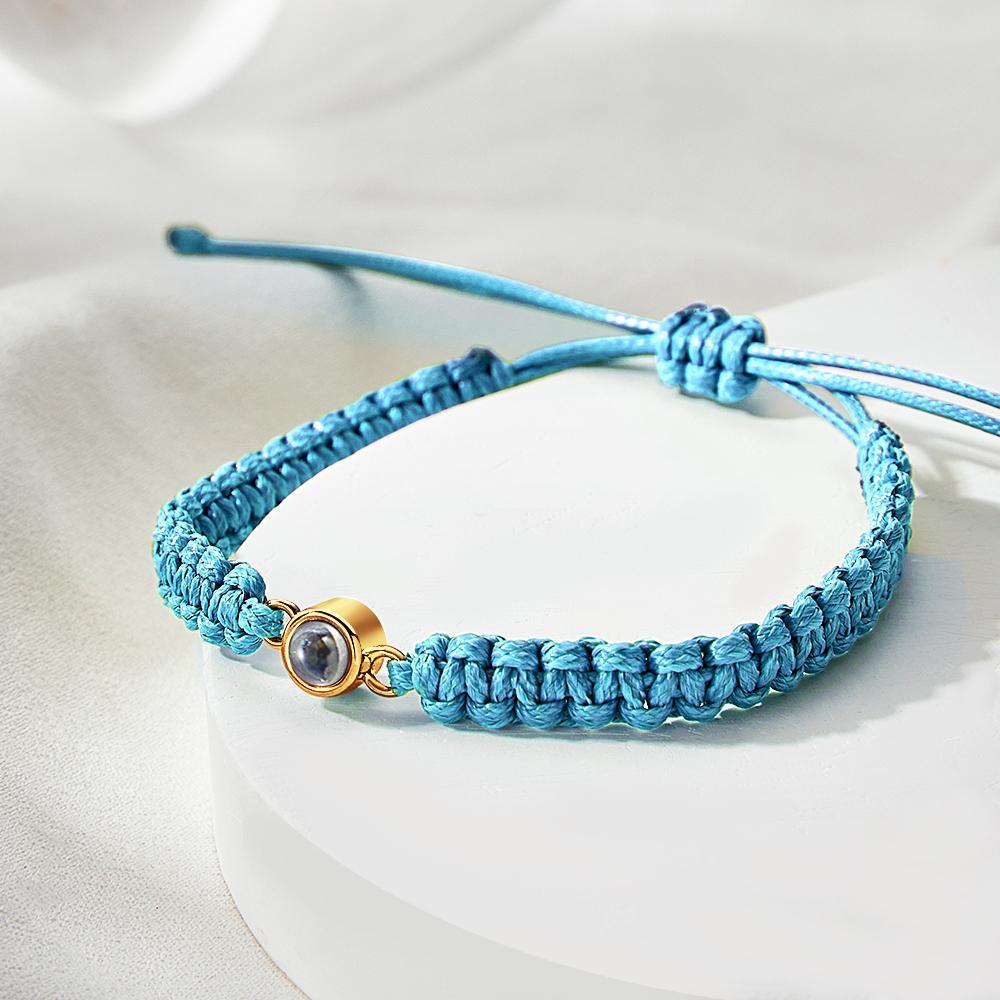 Personalized Braided Photo Projection Bracelet Fishtail Rope Men's Bracelet Hand Braided Bracelet Father's Day Gift for Men - yournamenecklaceuk