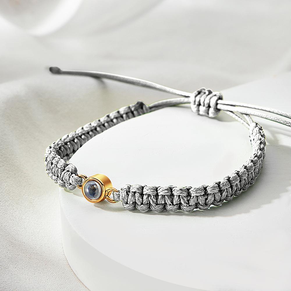 Personalized Braided Photo Projection Bracelet Fishtail Rope Men's Bracelet Hand Braided Bracelet Father's Day Gift for Men - yournamenecklaceuk