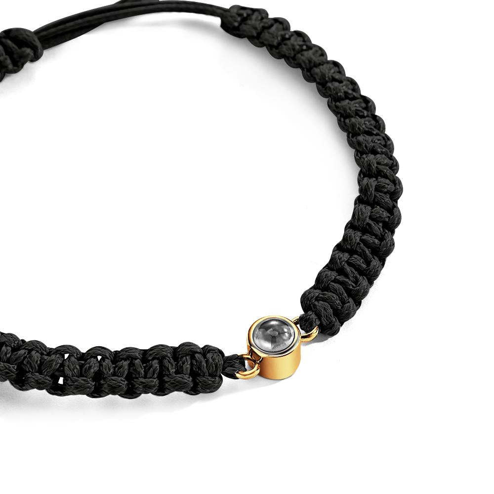 Personalized Braided Photo Projection Bracelet Fishtail Rope Men's Bracelet Hand Braided Bracelet Father's Day Gift for Men - yournamenecklaceuk