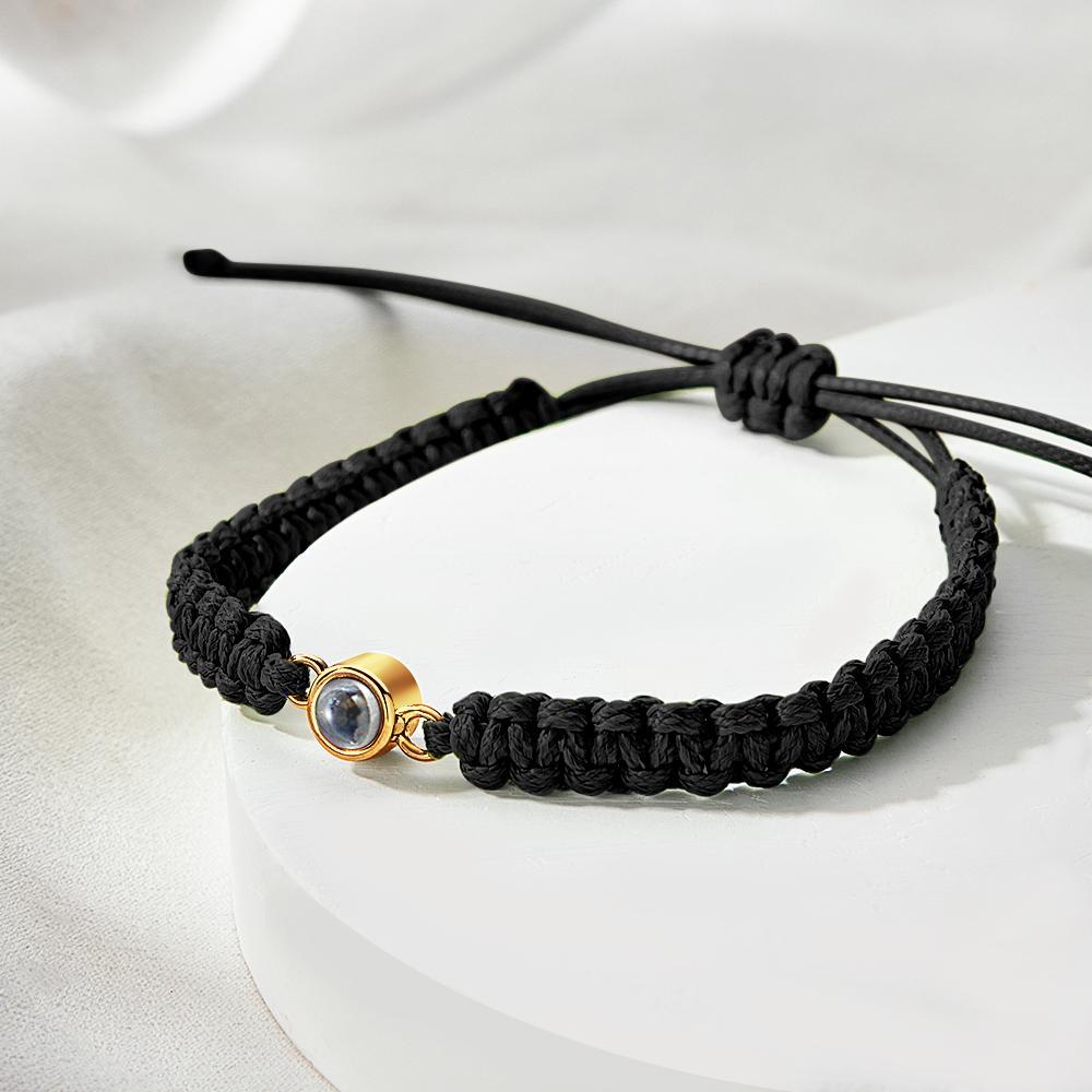 Personalized Braided Photo Projection Bracelet Fishtail Rope Men's Bracelet Hand Braided Bracelet Father's Day Gift for Men - yournamenecklaceuk
