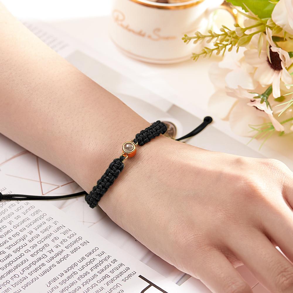 Personalized Braided Photo Projection Bracelet Fishtail Rope Men's Bracelet Hand Braided Bracelet Father's Day Gift for Men - yournamenecklaceuk