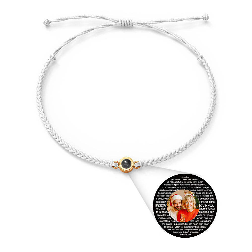 Personalized Photo Projection Charm Bracelet Multiple Colors Styles I love you in 100 languages Minimalist Photo Jewelry Birthday Gift for Her - yournamenecklaceuk