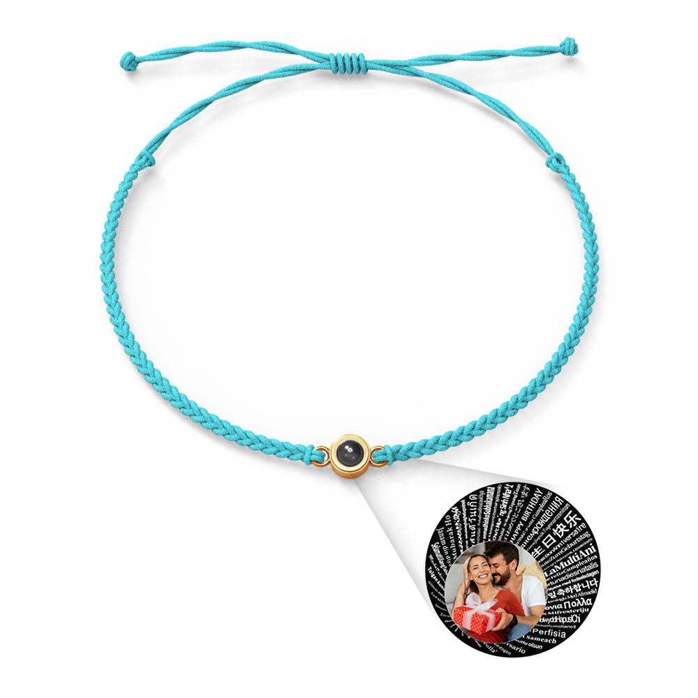 Personalized Photo Projection Charm Bracelet Multiple Colors Styles I love you in 100 languages Minimalist Photo Jewelry Birthday Gift for Her - yournamenecklaceuk